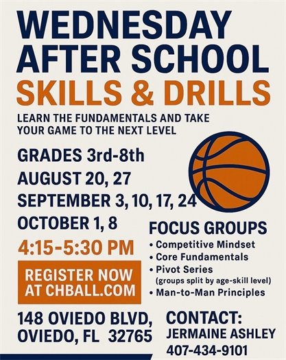 Wednesday Basketball Skills and Drills for Fall