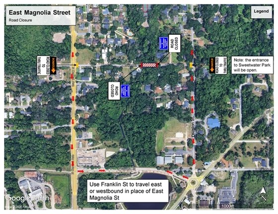 East Magnolia Street Closure with detours